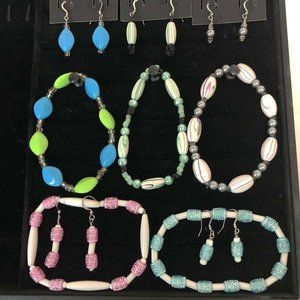 5 sets - Stretch Bracelets & Earrings - Brand New
